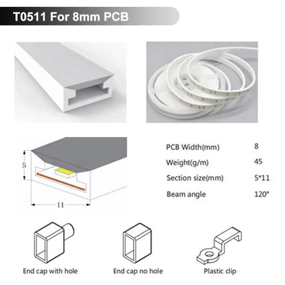 Waterproof Silicone Neon Cover Tube Flexible Soft Silica Gel for WS2811 WS2812B 5050 COB LED Strip Light Multiple Length 1m-5m.