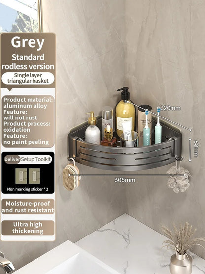 Kein Bohren Aluminium Badezimmer Regal Regale Shampoo Make-up Lagerung Halter Küche Organizer Wand Badezimmer Zubehör