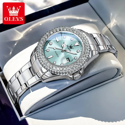 OLEVS 9945 Women Brand Original Quartz Watch Luxury Diamond Automatic Calendar Watch Waterproof Gold Elegant Women Watch Reloj.