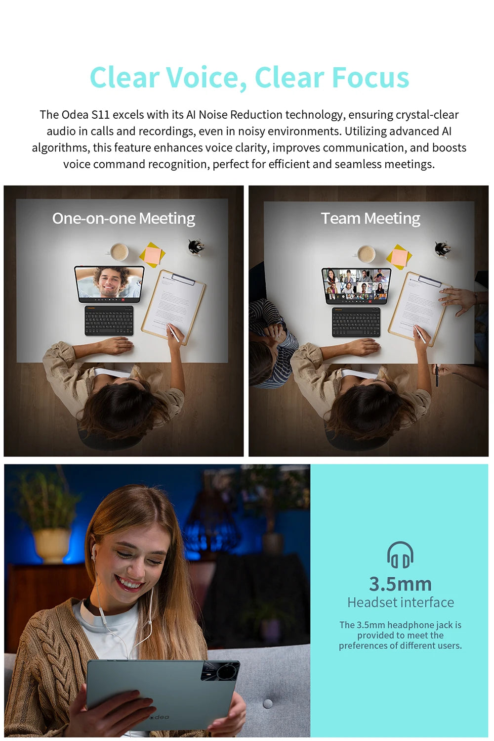 Odea S11 Tablet Android 14 Max 16GB RAM 256GB ROM T606 8-core 11 inch TDDI Tablets 4G VoLTE GPS 8000mAh Widevine L1 Type-C