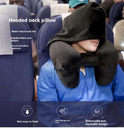 Outdoor U Shaped Memory Foam Neck Pillow Adjustable Portable Multifunctional Airplane Sleeping Support Massage Protection Pillow.