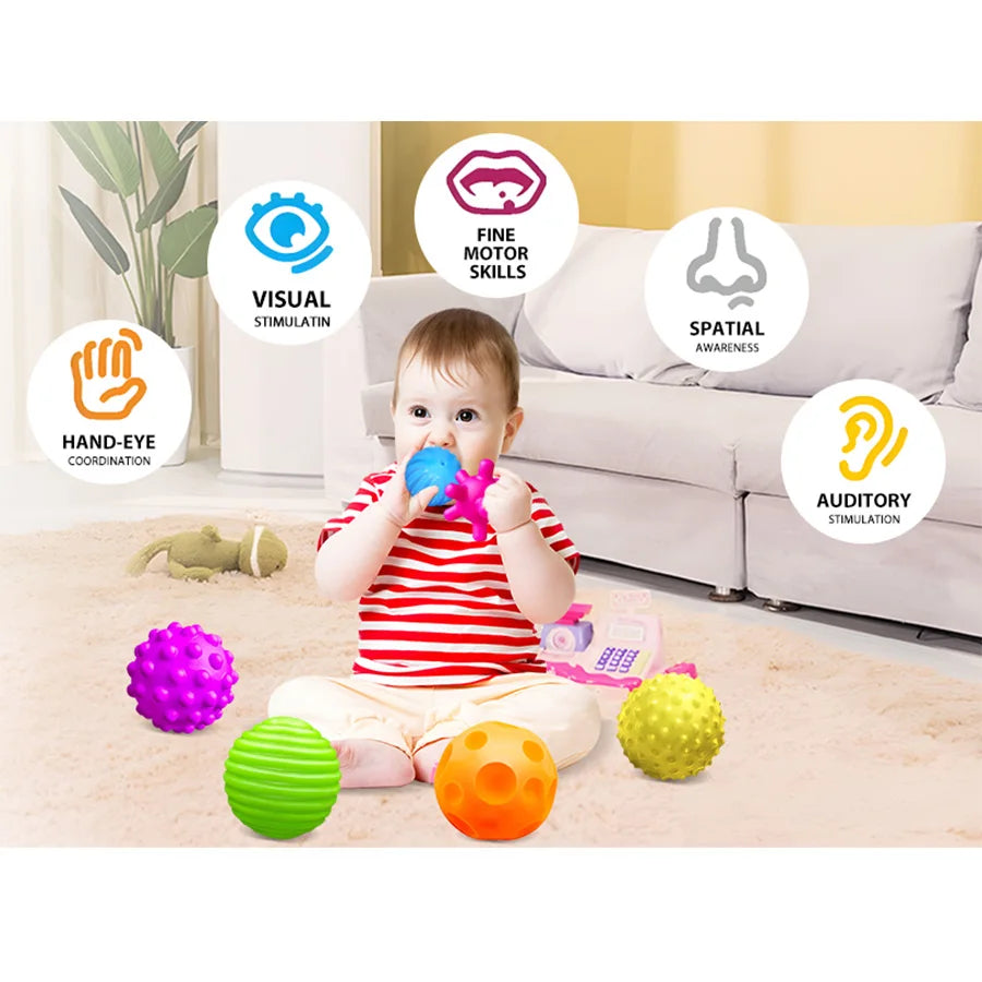 6PCS Textured Balls for Baby Sensory Play 6-12 Months, Activity Multi Soft Ball, Montessori Shower Toys for Toddlers 1-3 Years.