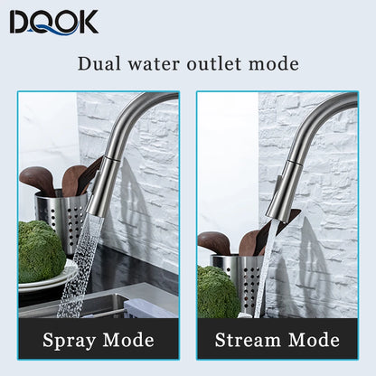 DQOK Küche Wasserhahn Ziehen Gebürstet Nickel Sensor Edelstahl Schwarz Smart Induktion Mixed Tap Touch Control Waschbecken Tap