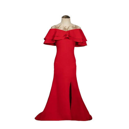 Elegantes Galakleid für Mädchen und Kinder, luxuriöse rote Meerjungfrau-Kleider für Gastgeber, Teenager-Mädchen, Klavier-Performance-Kostüm, Kinder-Vestido.