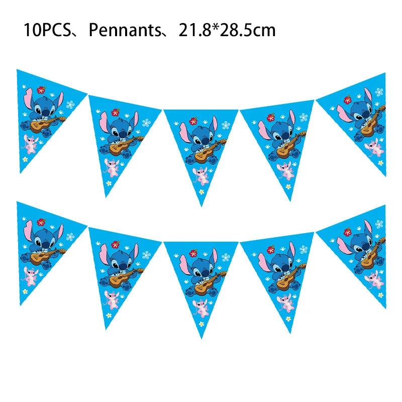 Stitch Party Supplies für Kinder Lilo und Stitch Geburtstag Party Dekorationen Luftballons Banner Tischdecke Hintergrund Geschirr