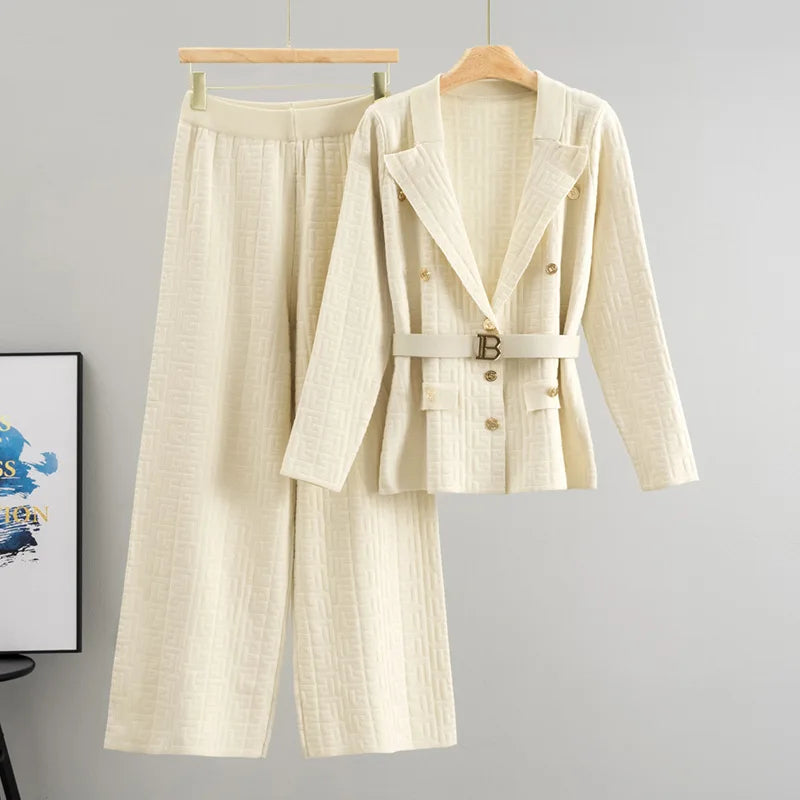 Women Sweater Wide Leg Pant Two Piece Set Muslim Knitted Pullover Casual Knit Outfits Suits Musulman Ensemble Autumn Winter 2025.