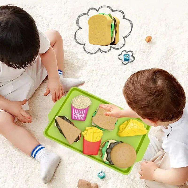 9 PCS Set Detachable Plastic Snack Hamburger Pretend Toy Kids Kitchen Play House Food Toy.
