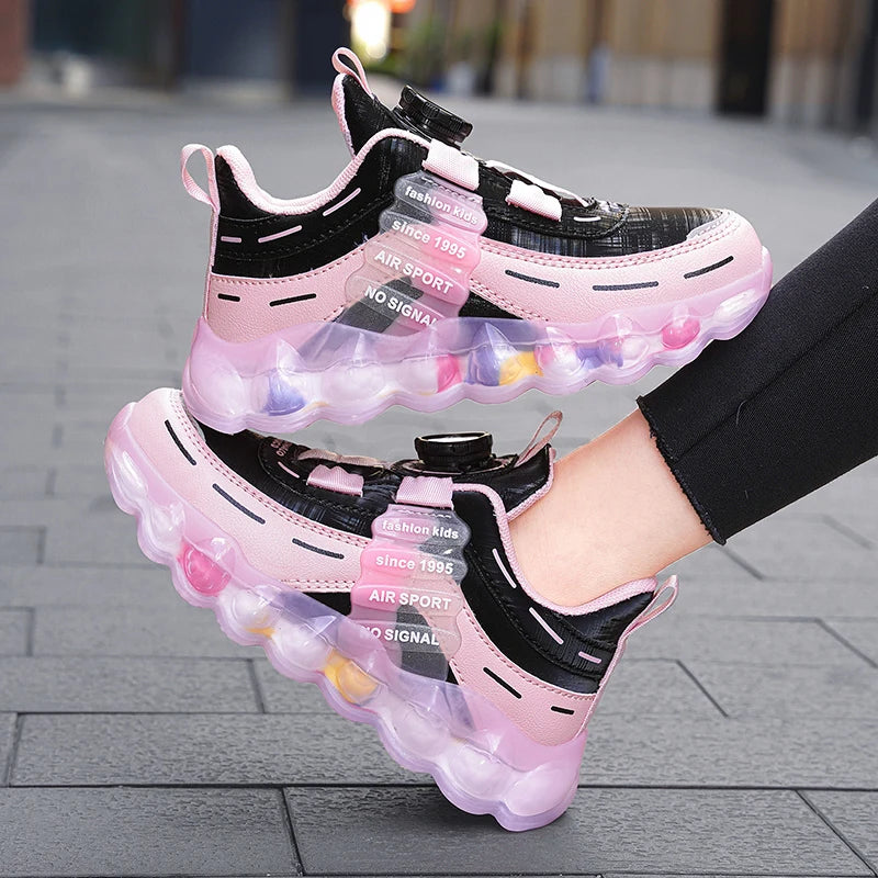 New Anti-skid Leather Kids Sneakers for 5-16Years Girls Casual Walking Footwear Non Slip Children Boys Sport Running Sneaker.