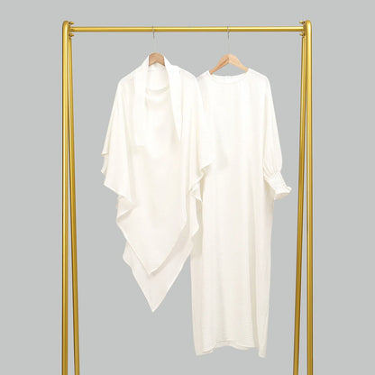 Two Piece Jilbab Prayer Set Abaya for Woman Batwing Hijab Dress Muslim Kimono Kaftan Robe Long Khimar Islam Cloth Jilbab Ramadan