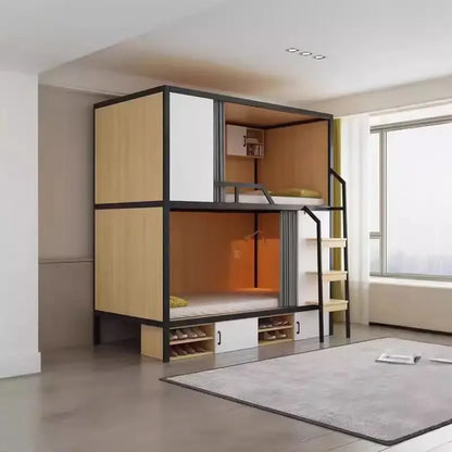 Obere und untere Etagenbetten, Schulwohnheim, Apartmentbett, Jugend, Hostel, Raumkapsel, All-Inclusive-Bett, Stahl, Holz, kombiniert, Mutter