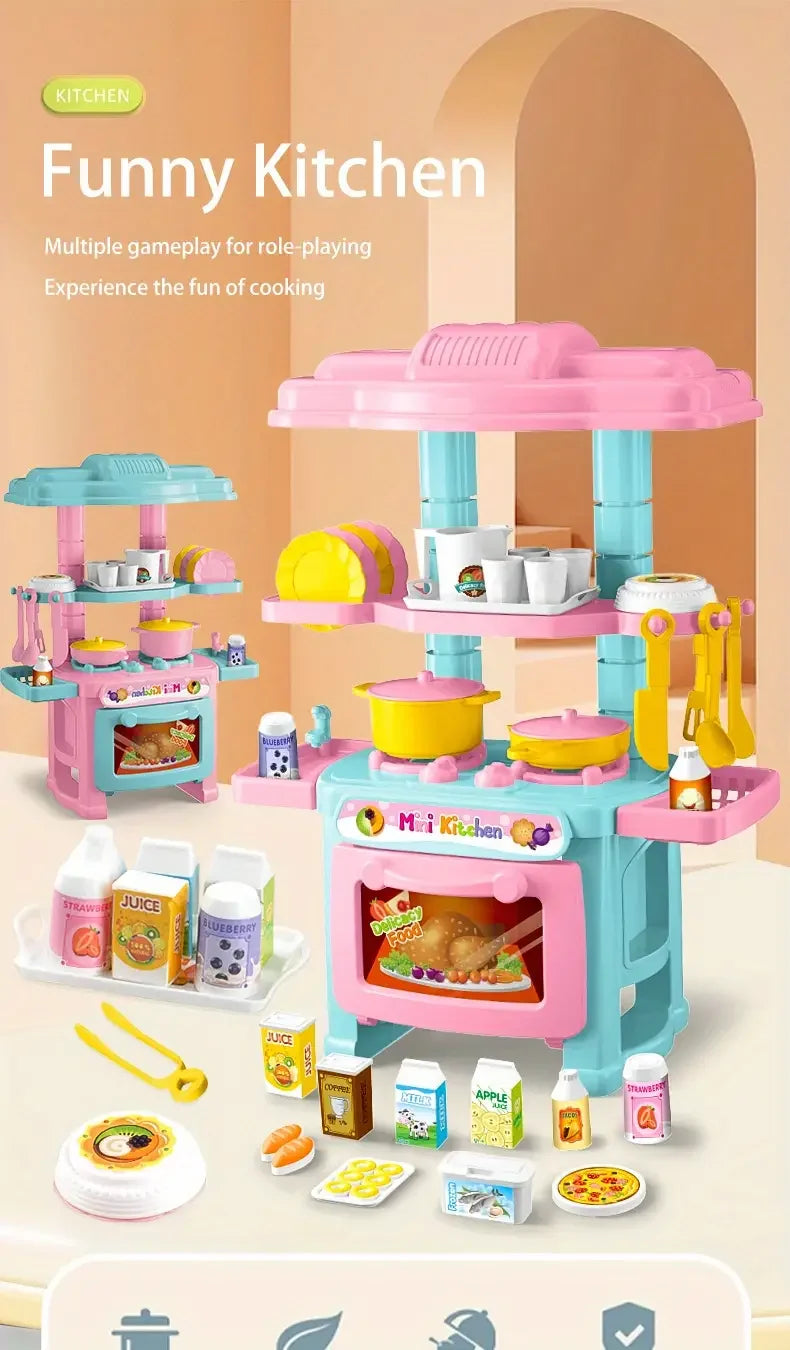 Play House Kitchen Toy Set Simulation Mini Cooking Tableware Play House Toy.