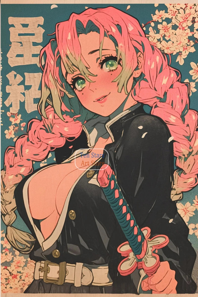 Tanjiro Kamado Nezuko Kamado Inosuke Shinobu Kocho Demon Slayer Poster Canvas Painting Wall Pictures Home Room Decor Anime Gifts.