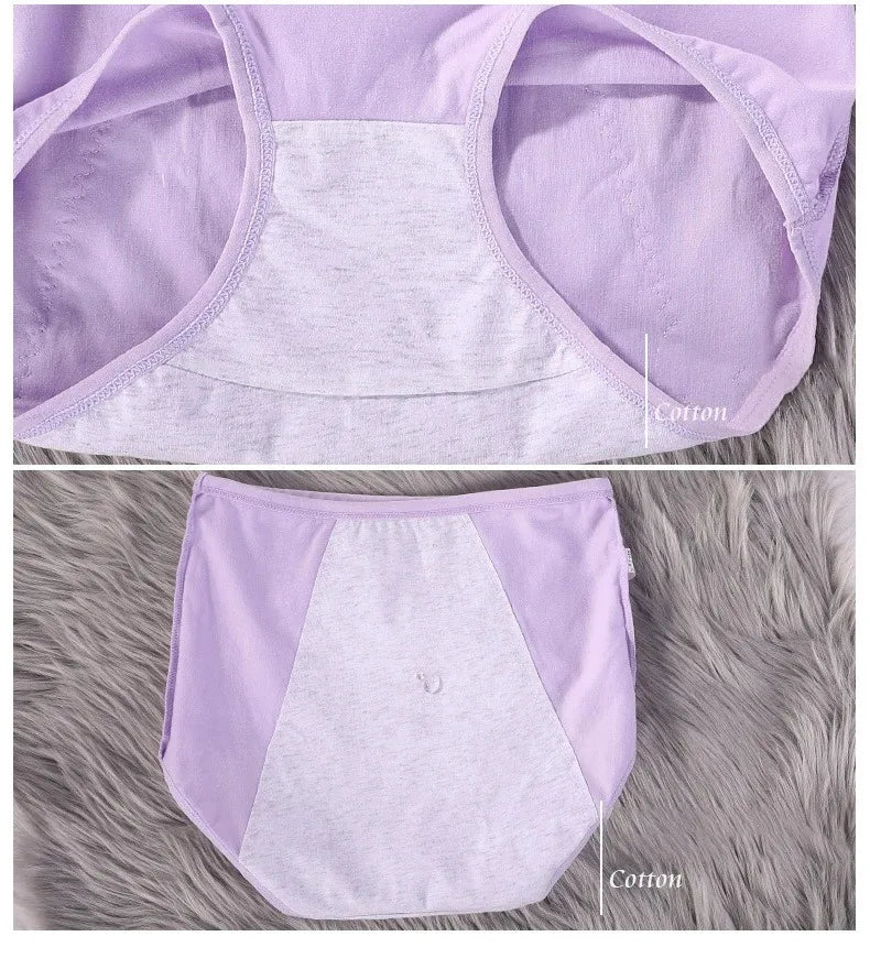 2pcs Girl Menstrual Panties Women's Physiological Briefs Ladies Period Leak Proof Panty High Waist Cotton Underwear.