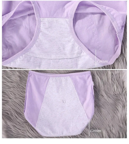 2pcs Girl Menstrual Panties Women's Physiological Briefs Ladies Period Leak Proof Panty High Waist Cotton Underwear.