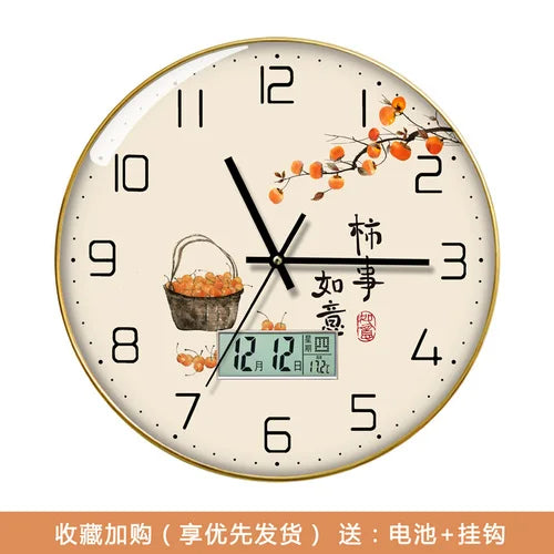 Wanduhr, Wohnzimmer mit Kalender, Zuhause, modisch, einfach, modern, Wanduhr, 2023, neuer Stil, stumm, Licht, Luxus