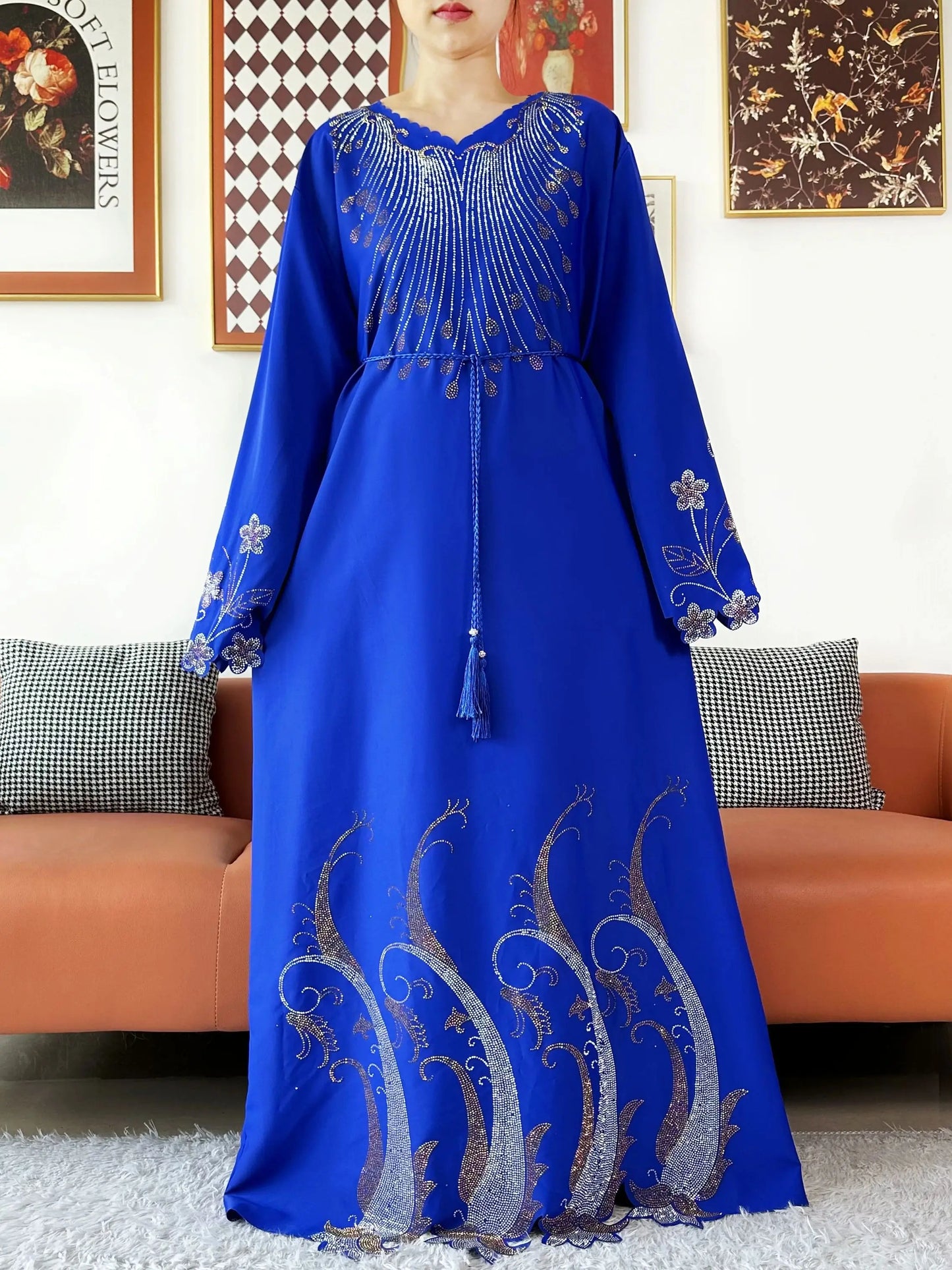 2025Fashion Dubai Diamond Muslim Women Modest Dress Elegant Arabic Femme Hijab Long Sleeve Chiffon Abaya Islamic Turkey Clothing.