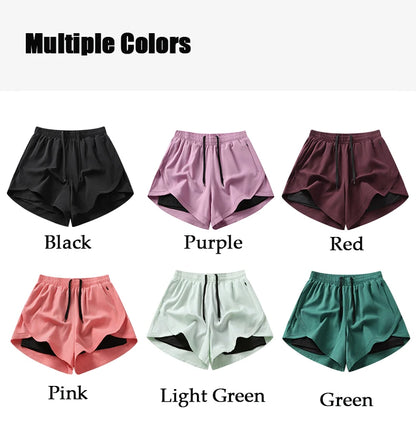 Yoga Short Pants Women Double Design Short Lightweight Comfortable Quick Dry Breathable Fitness Sport Anti-exposure Shorts Pants.