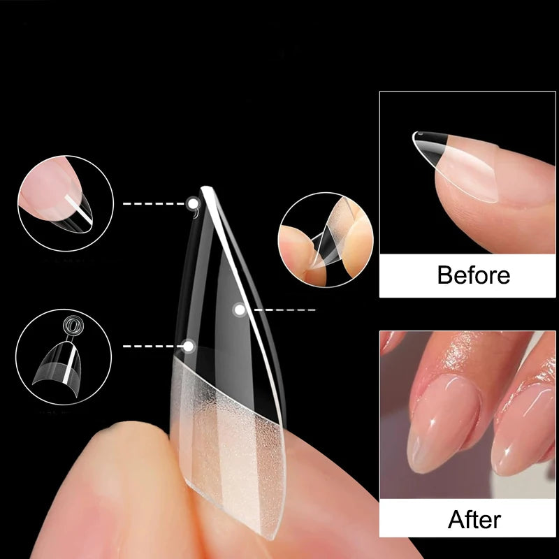 120-600Pcs False Nail Tips Soft Gel Fingertip Semi-matte Square French Coffin Full Half Cover Artificial Fake Nails Extension.