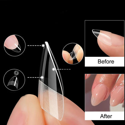 120-600Pcs False Nail Tips Soft Gel Fingertip Semi-matte Square French Coffin Full Half Cover Artificial Fake Nails Extension.