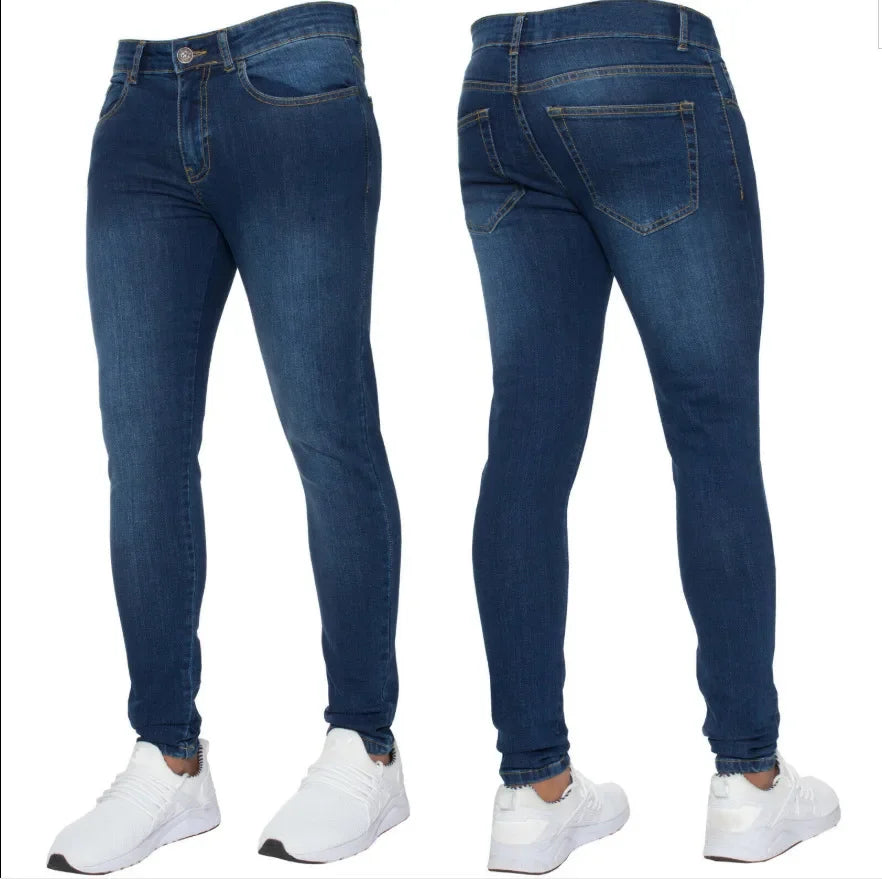 Business Men's Casual Jeans Stretch Denim Trousers Spring Autumn Classic Black Sky Blue Grey Straight Work Fashion Brand Clothin
