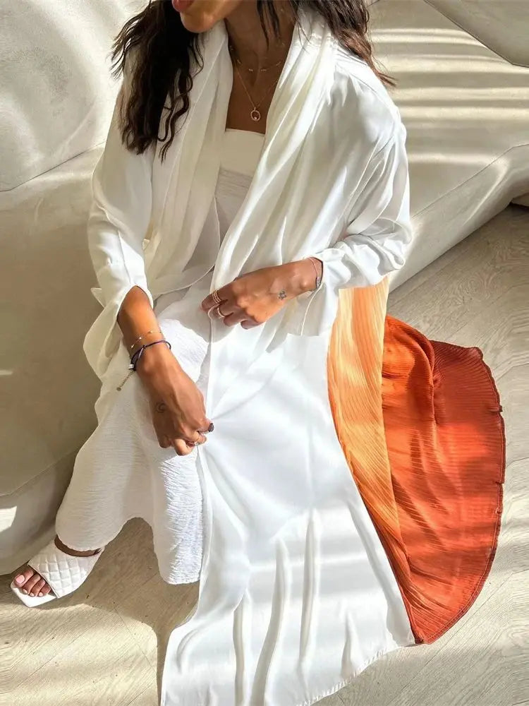 Ramadan Open Chiffon Kimono Abaya Kaftans Turkey Islam Muslim Dress Prayer Clothes Women Djellaba Kebaya Robe Femme Musulmane.