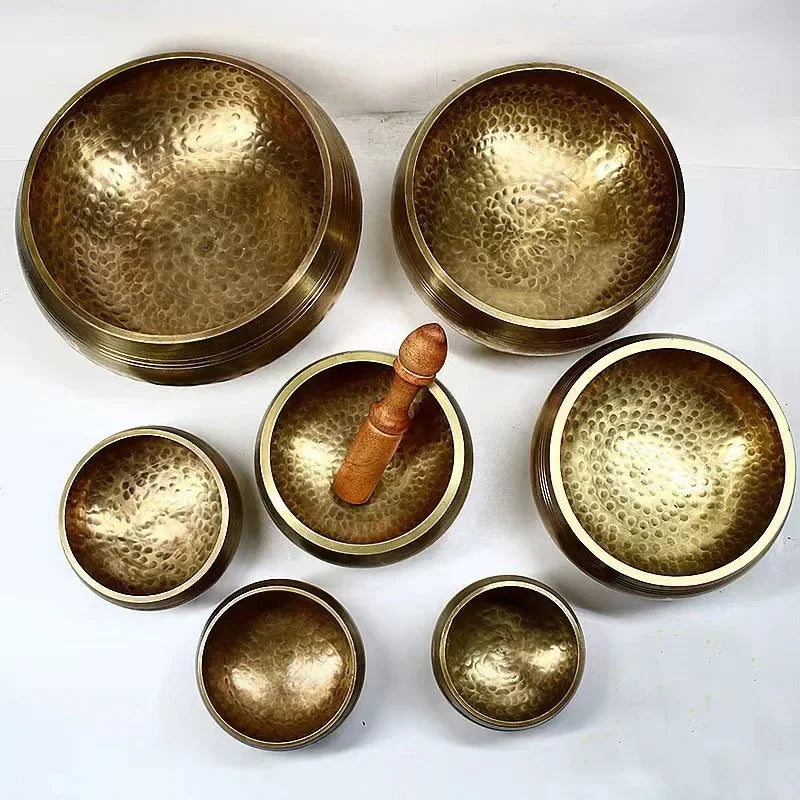 Authentic Handmade Tibet Singing Bowl Nepal Brass Meditation Sound Bowl for Yoga Chakra Healing Relaxation with Leather Striker.