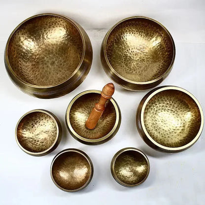 Authentic Handmade Tibet Singing Bowl Nepal Brass Meditation Sound Bowl for Yoga Chakra Healing Relaxation with Leather Striker.