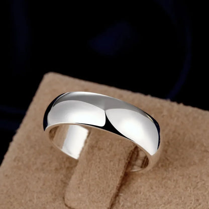 High Quality 925 Sterling Silver Ring Fashion Simple Smooth Round Ring Party Jewelry for Women Size 5 6 7 8 9 10 11.