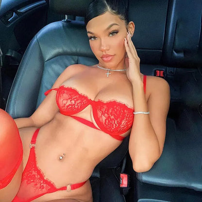 G-string Seamless Floral Lace Garter Lingerie Set Women Intimates Underwire Bra And Thongs Ladies Underwear Bra And Panties Sets