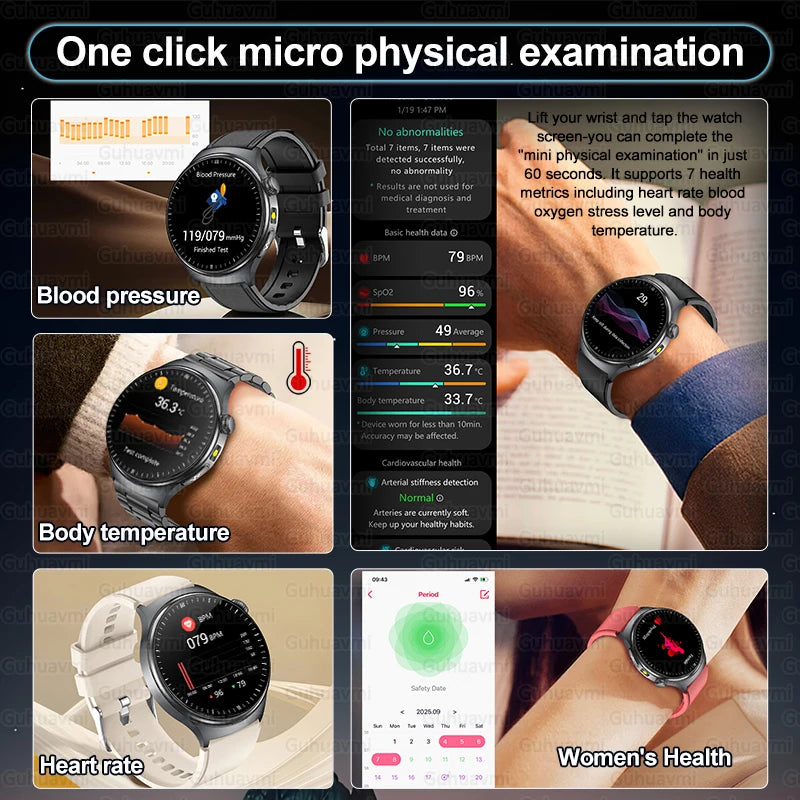 2026 New Smart Watch Men ECG+PPG Blood Lipids Uric Acid Blood Pressure Bluetooth Call 1.43'' Sapphire Smartwatch Remote Nursing.