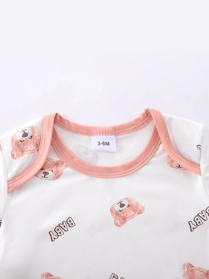 Unisex-Body für Neugeborene + Mütze + Hose, 3-teiliger Anzug für Jungen und Mädchen, niedlicher bedruckter einteiliger Strampler mit Rundhalsausschnitt für alle Jahreszeiten.