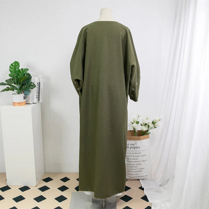 Lose Kaftan muslimischen Abayas Frauen islamische Kleidung Mond Stickerei offene Front Abaya Langarm Maxi Länge Kleid Frauen Jilbabs.