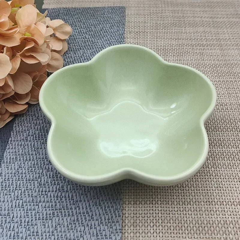 5'' Elevated Flower Design Ceramic Cat Bowl, Pet Food Dish, Small Dish Dip Dish, Deep Feeders, for Home Kitchen Supplies Gift.