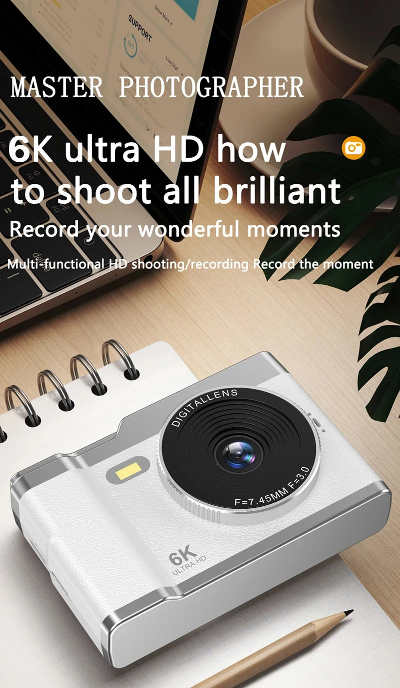 Xiaomi 6K HD Digital Camera 6400W Pixel Student CCD Portable Campus Mini Camera Retro Portable Camera Travel Campus Beginners.