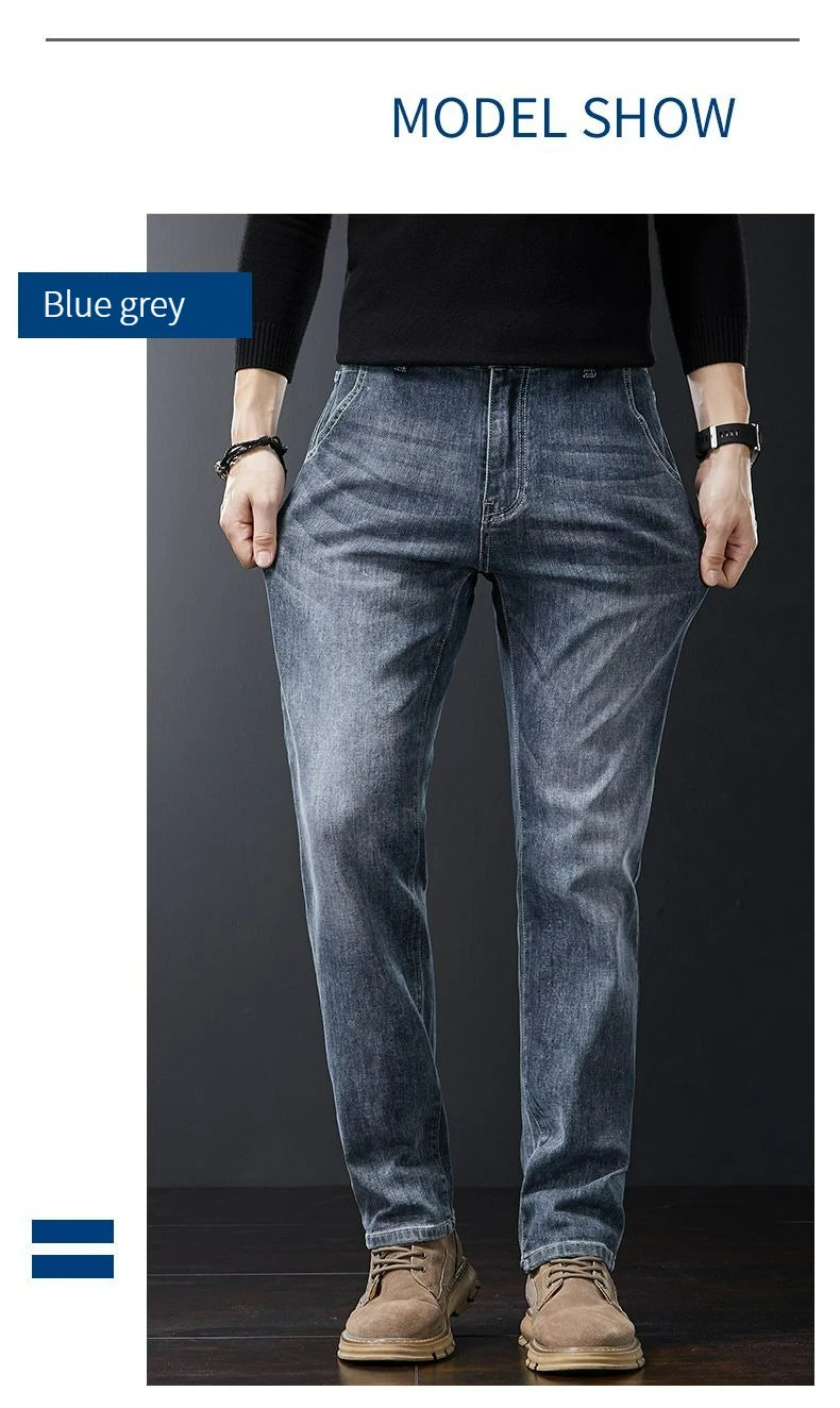 Autumn Winter Men's Fashion Casual Stretch Straight-leg  Jeans Men Streetwear Denim Jogger Pants Men Baggy Harem Jean Trousers