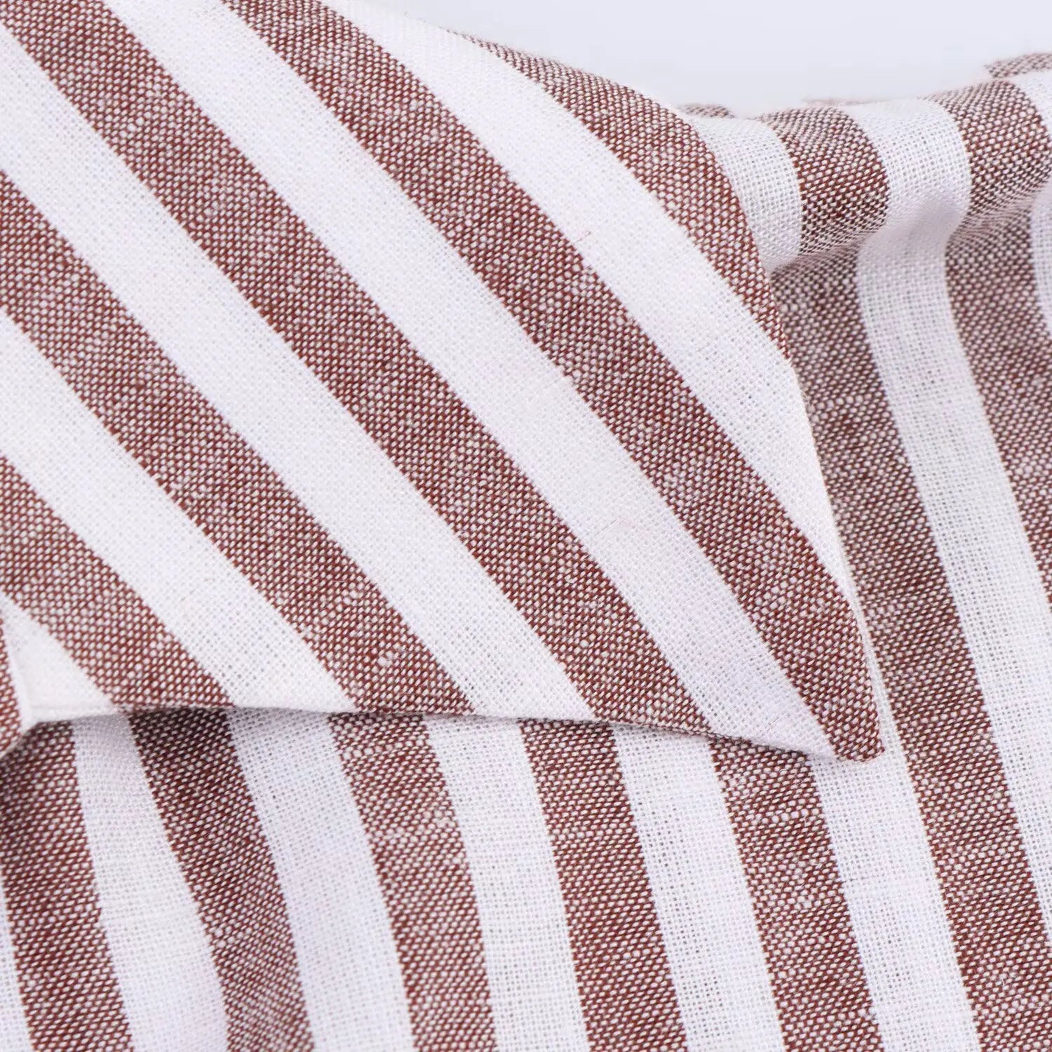 Summer Women's Curled Wide Sleeves Linen Blended Striped Asymmetric Casual Shirt Versatile Collar Linen Blended Printed Shirt.