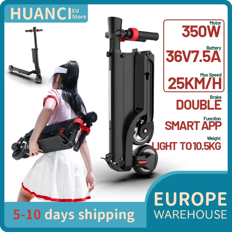 HUANCI X6 electric scooter 36V 7.5A Foldable E-Scooter 350W escooter 25km range e scooter kick scooter electric for adults kids.