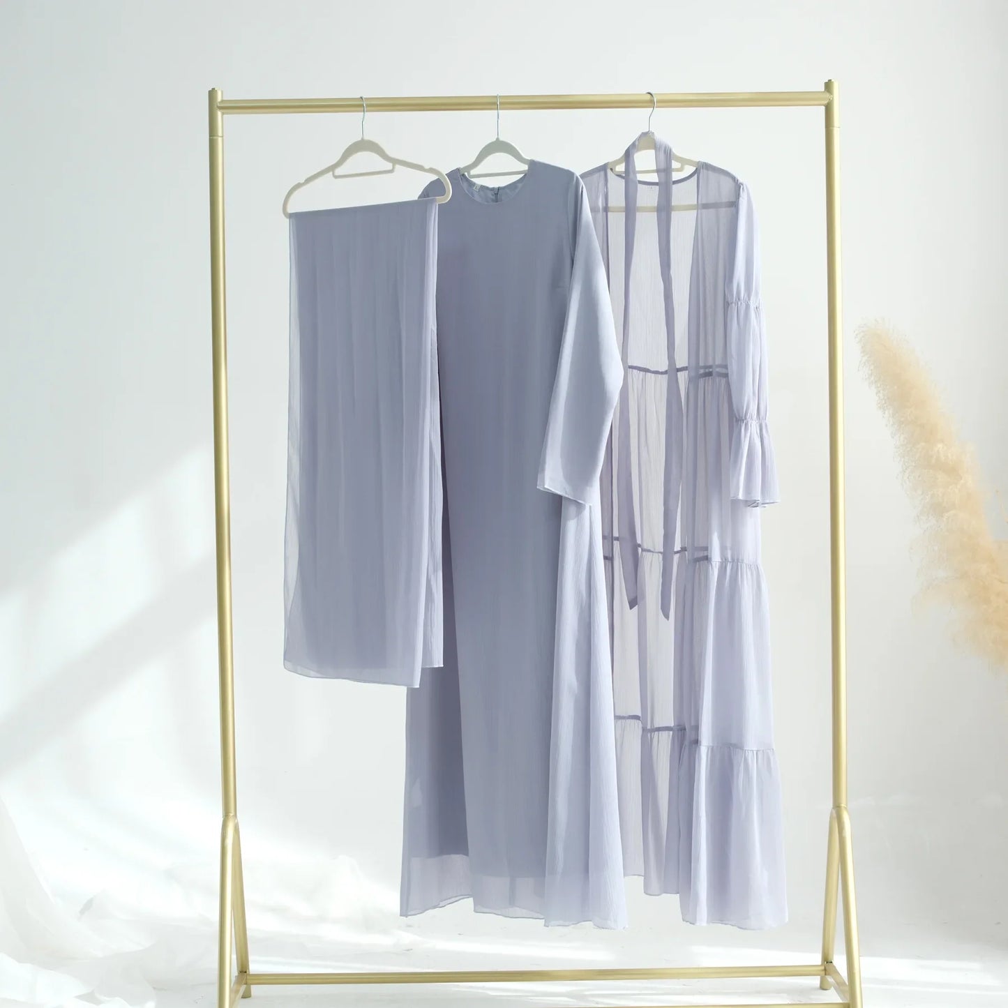 Chiffon Sheer Open Abaya Set Hijabi Muslim Women Party Ramadan Islamic Clothing  Dubai Turkey Kaftan Crepe Kimono Open Abayas