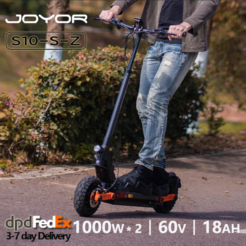 JOYOR S10-S-Z Folding Electric Scooter Dual 1000W Motor 10" Adults E-scooter with 60V 18Ah Battery.
