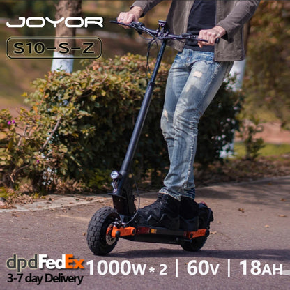 JOYOR S10-S-Z Folding Electric Scooter Dual 1000W Motor 10" Adults E-scooter with 60V 18Ah Battery.