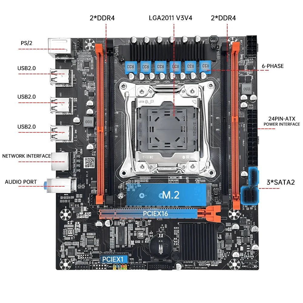 SOYO X99 Gaming Motherboard USB3.0 Dual Channel DDR4 Memory PCIEx16 LGA2011-3 Support M.2 NVME for Desktop Computer Components.