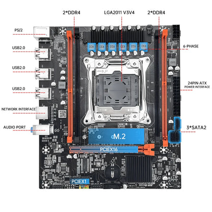 SOYO X99 Gaming Motherboard USB3.0 Dual Channel DDR4 Memory PCIEx16 LGA2011-3 Support M.2 NVME for Desktop Computer Components.