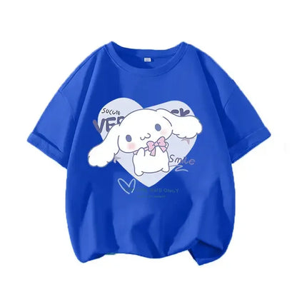 2024 New Summer COTTON T shirt Girls Boys Cinnamoroll T shirt Cartoon Print Kids T-Shirts Children Girls Tops Clothes