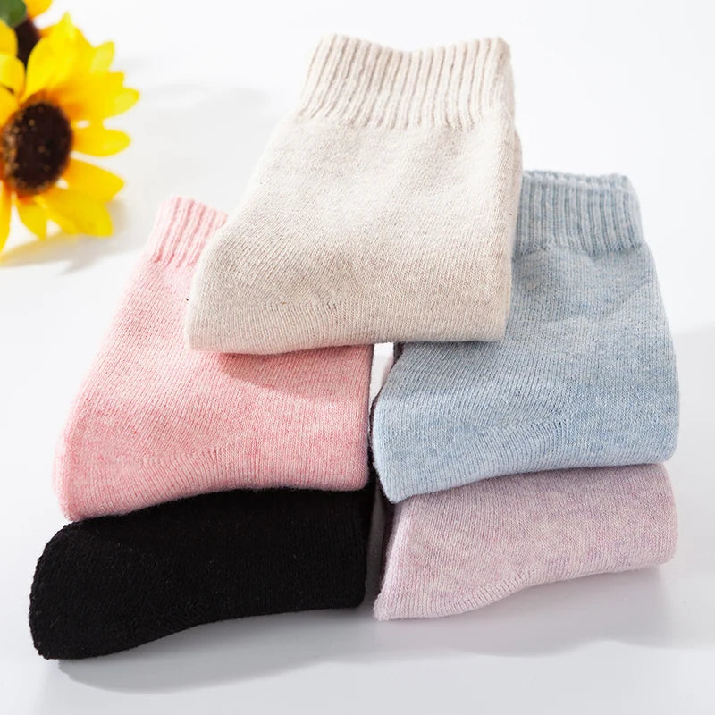 1 Pairs Winter Warm Wool Women Socks  Thicken Plush Solid Color Christmas Against Cold Snow Soft Therma Sleep Sock.