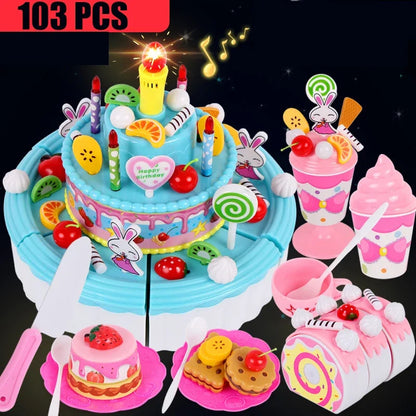 Kitchen Coffee Pretend Play Tea Set Children Toy Food Cake Model Girl Simulation Utensils Cut Kids Play House Birthday Cake Toys