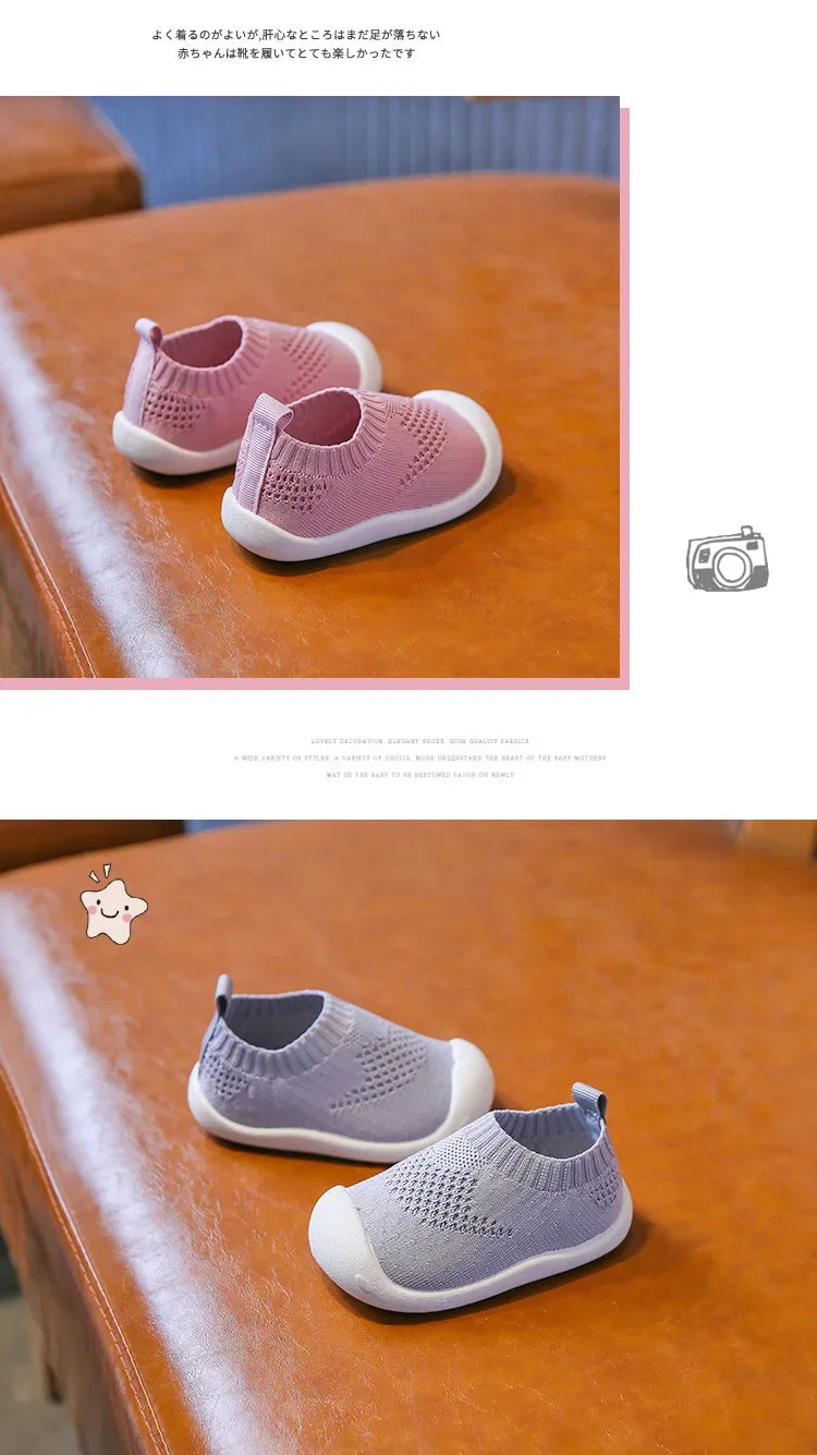 Baby Boys Casual Shoes Toddlers Girls Sneakers Stretch Fabric Kids Shoes Slip-on Soft Anti-skid Children Breathable Baby Flats.