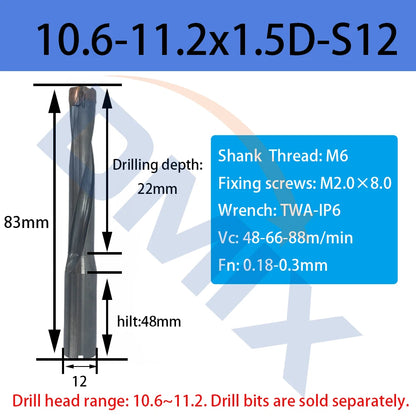 DMIX Crown Hochgeschwindigkeits-Bit 10–25,8 mm, 1,5–5D, gewalttätige Lochbearbeitung, Wende-Innenkühlung, Säbelzahnbohrer, Ersatz-U-Bohrer