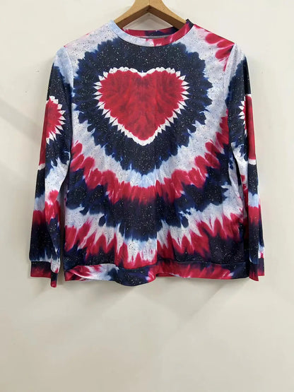 2024 Plus Size Europa und die Vereinigten Staaten Herbst und Winter neue Mode lang ärmelig bedruckte Damen lässig Kapuzen pullover mit Rundhals ausschnitt.