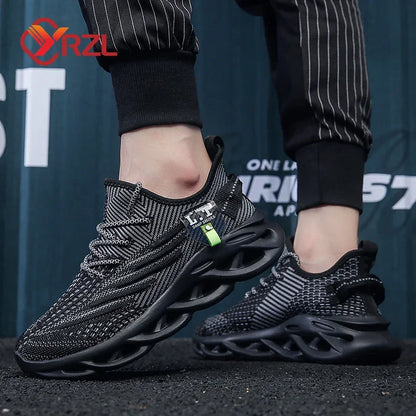 YRZL Männer Sport Laufen Schwarz Jogging Schuhe Casual Turnschuhe Outdoor Atmungsaktive Mesh Frauen Licht Stoßdämpfung Schwarz Tennis