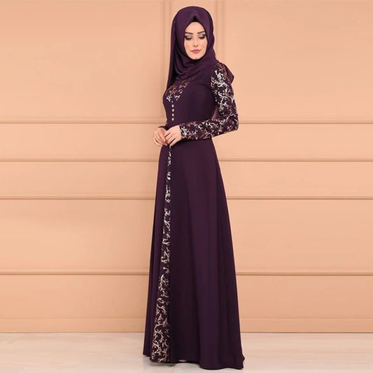 5XL Dubai Langarm Kleid Frauen Muslimischen Gefälschte Zwei Stück Party Kleider Ethnische Islamischen Kostüm Abaya Große Größe Kleidung